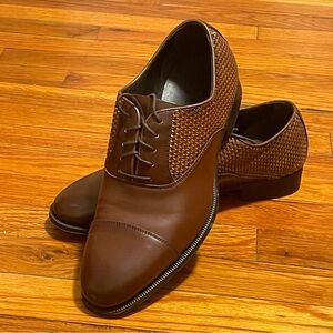 Zara Brown Textured Men's Oxfords